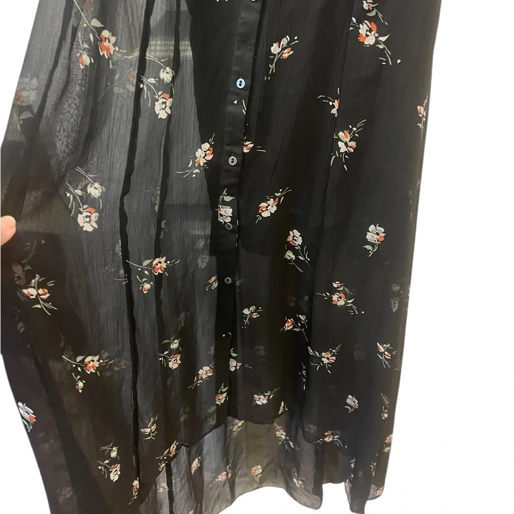 Abercrombie & Fitch sheer maxi over mini sleeveless floral dress black small